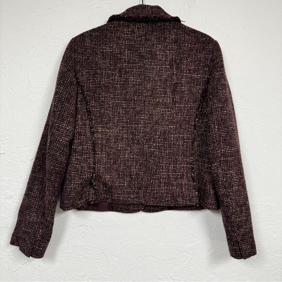 Ann Taylor Purple Tweed Fringe Fitted Blazer Jacket Womens 10 Preppy Career - Picture 5 of 10